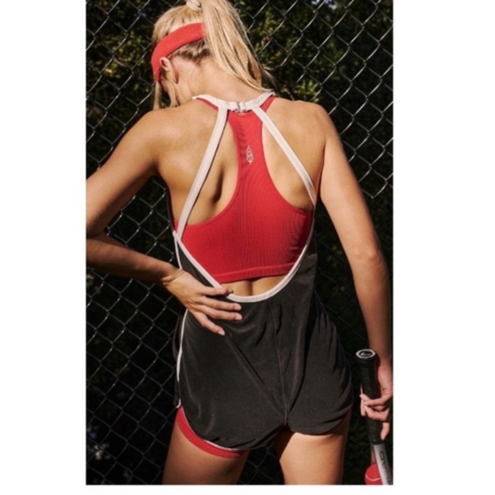 Free People FP Movement Ring Leader Terry Romper ORANGE